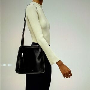 Longchamp Black Leather Shoulder Bag